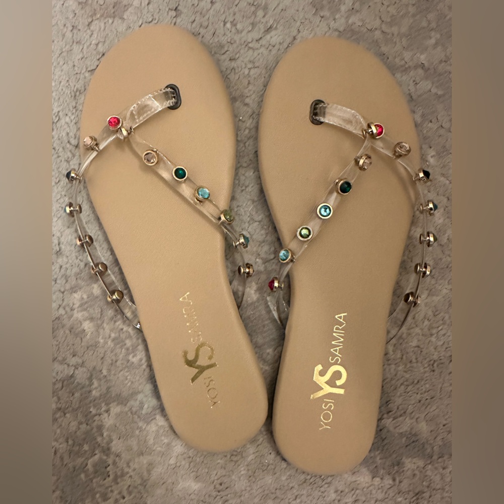 Yosi Samra Tan and Red Sandals with Elegant Design size 8 never worn